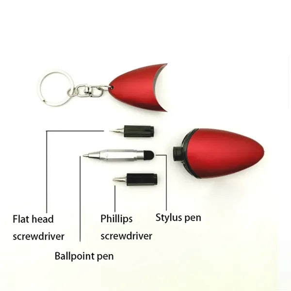 Multi Tool Keychain With Ballpoint Pen Led Screwdriver