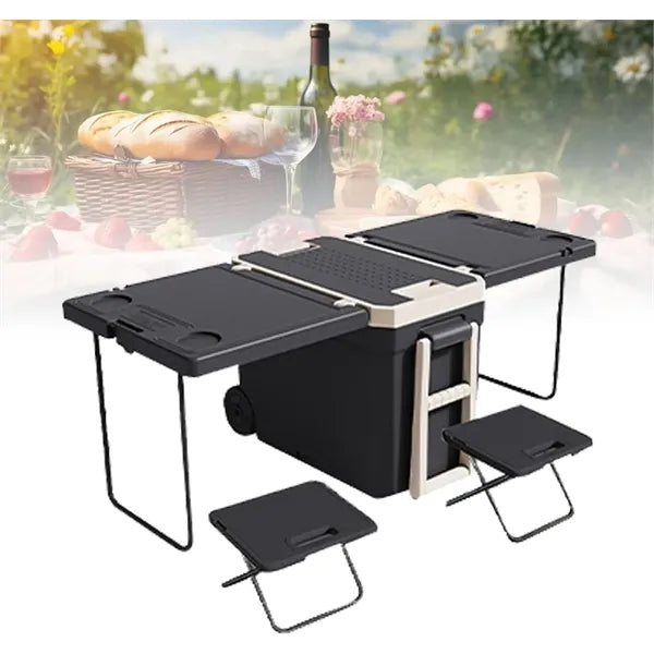 Rolling Cooler with Folding Table