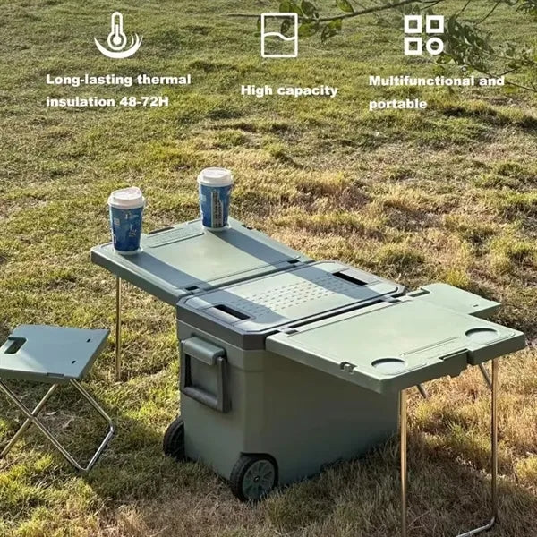 Rolling Cooler with Folding Table