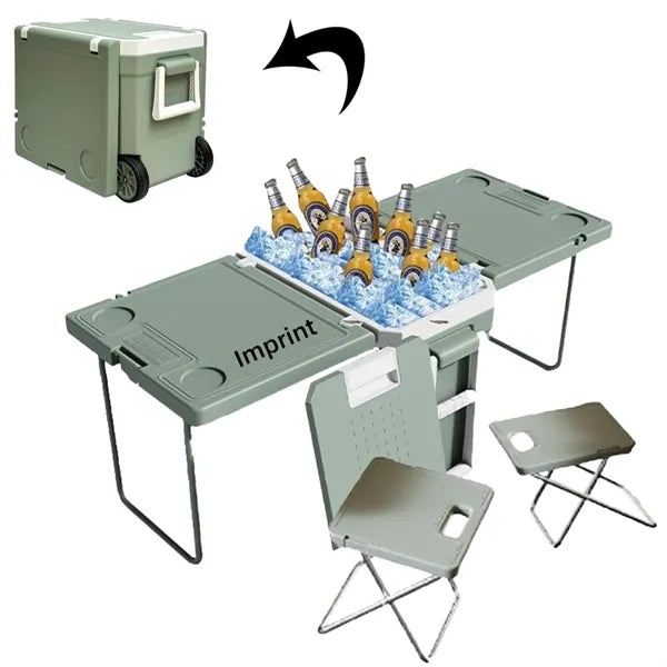 Rolling Cooler with Folding Table