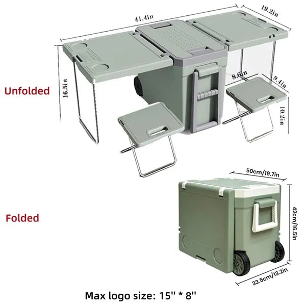 Rolling Cooler with Folding Table