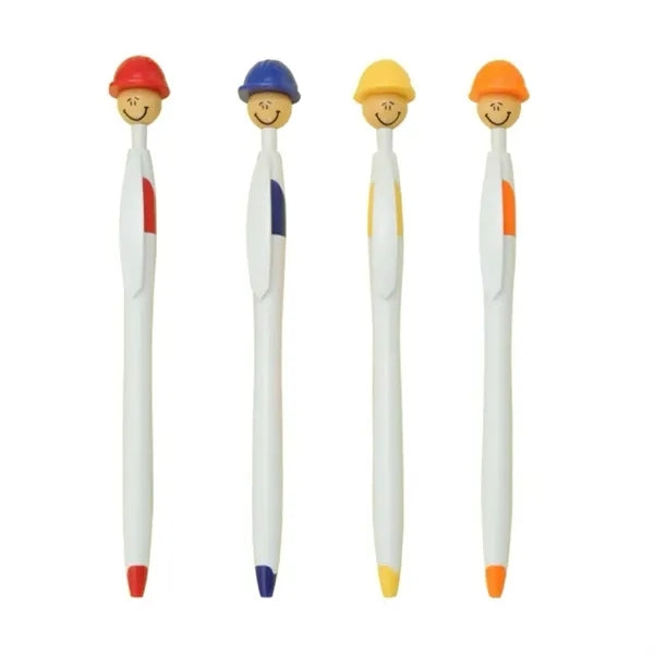 Safety Helmet Smile Face Plastic Ballpoint Pen
