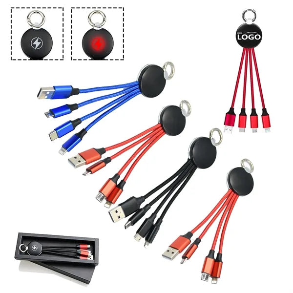Portable 3-in-1 luminous keychain data cable