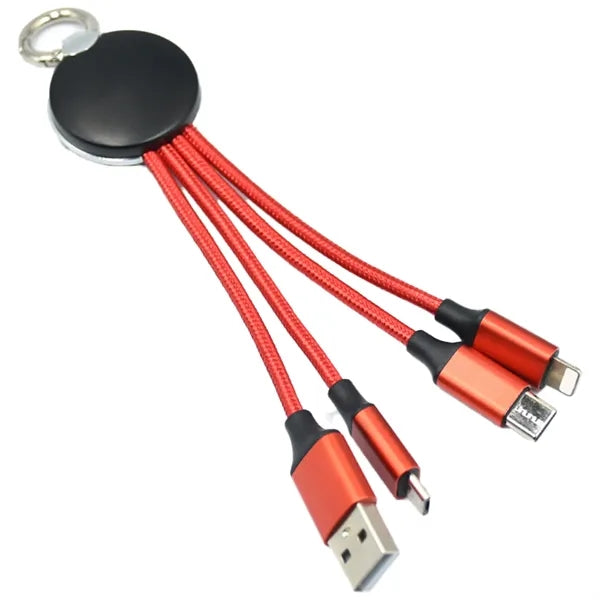 Portable 3-in-1 luminous keychain data cable