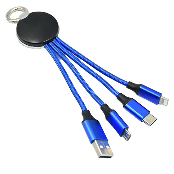 Portable 3-in-1 luminous keychain data cable