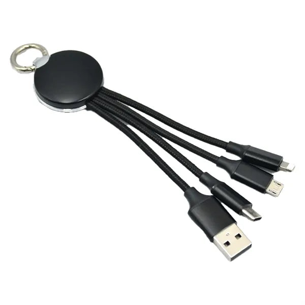 Portable 3-in-1 luminous keychain data cable