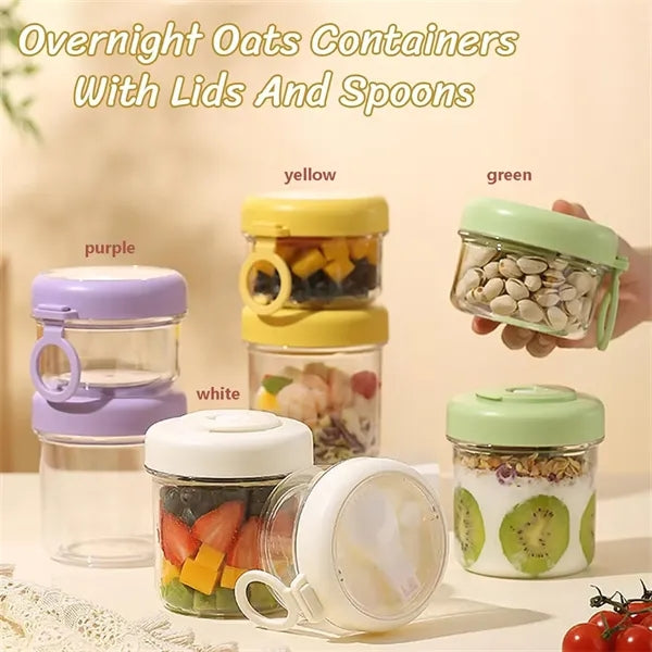 Detachable Double Food Containers with Lids and Spoon