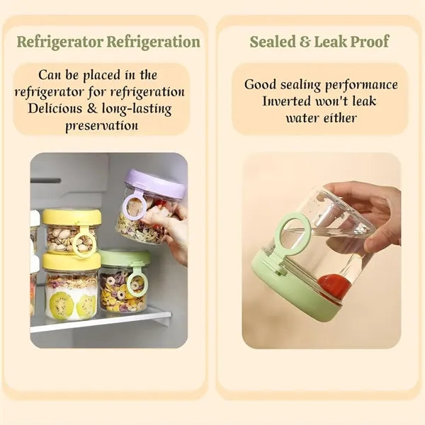 Detachable Double Food Containers with Lids and Spoon