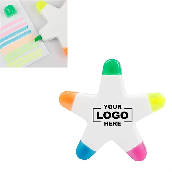 Star Shape 5-Color Fluorescent Pen Marker Highlighter