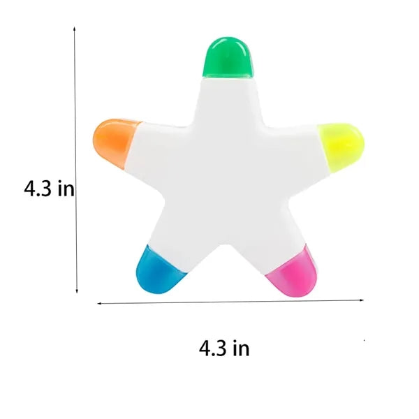 Star Shape 5-Color Fluorescent Pen Marker Highlighter