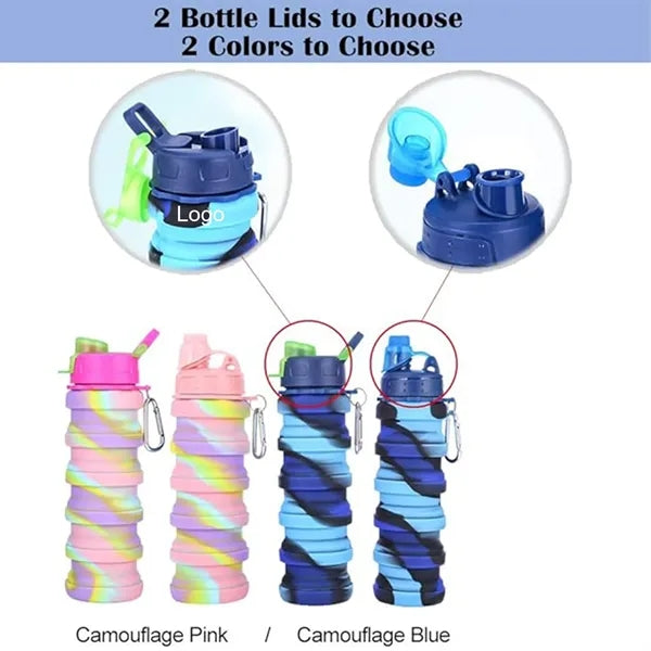 Silicone folding camouflage water bottle