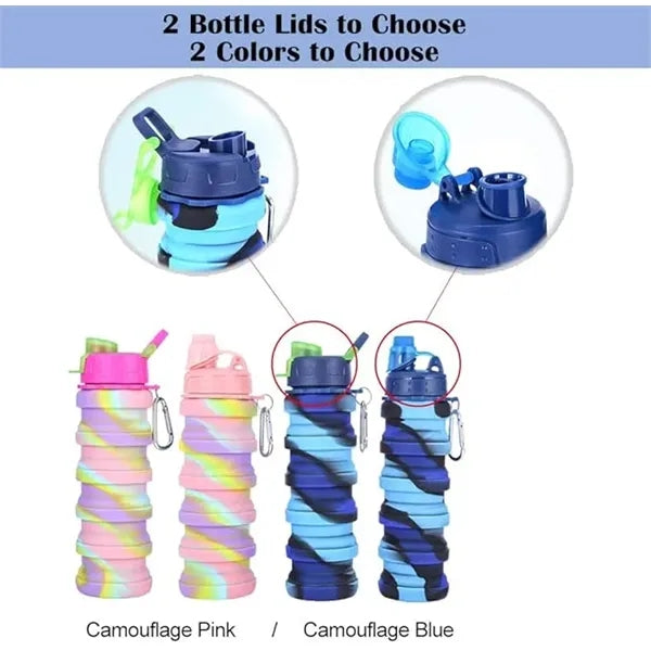 Silicone folding camouflage water bottle