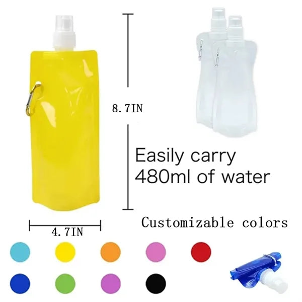 16 oz Foldable Water Bottle With Carabiner