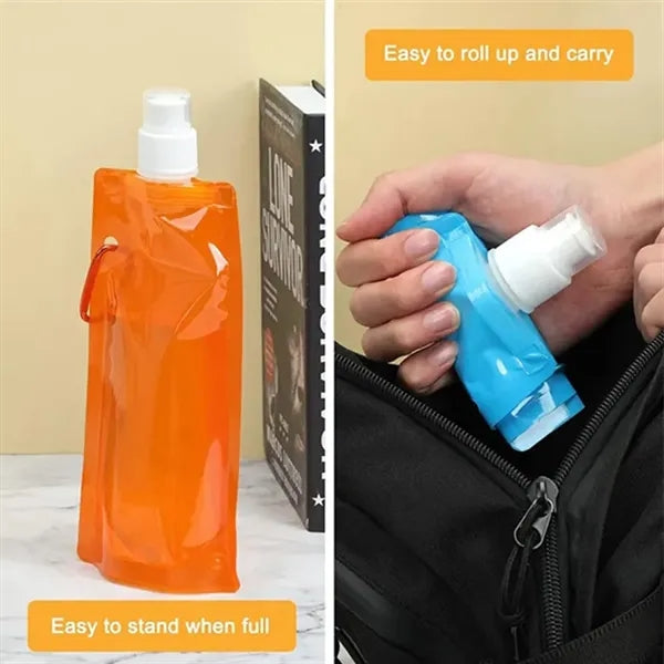 16 oz Foldable Water Bottle With Carabiner