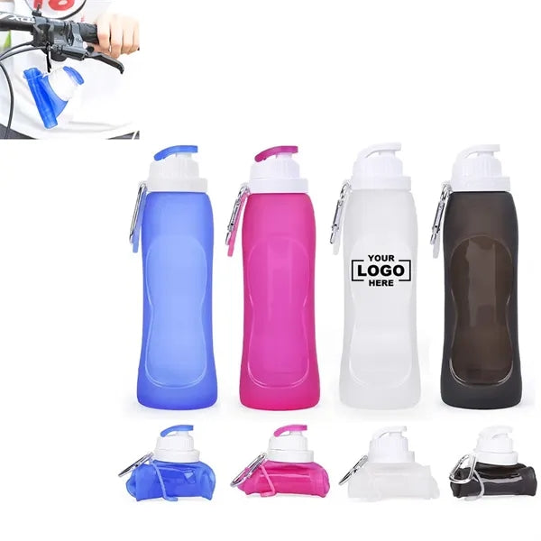 17 oz Silicone Collapsible Water Bottle With Keychain