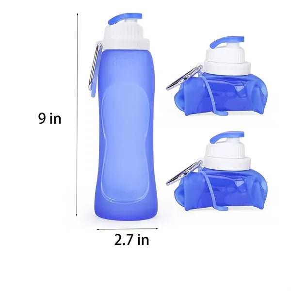 17 oz Silicone Collapsible Water Bottle With Keychain