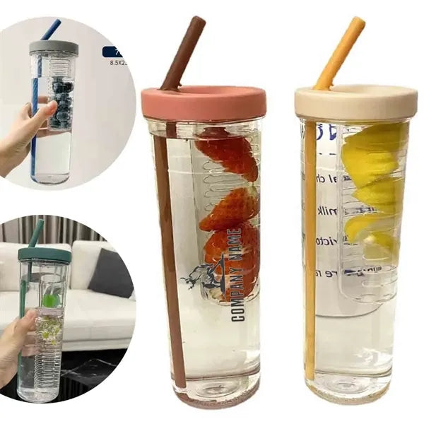 24OZ Plastic Water Bottle With Straws