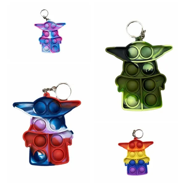 Bat Shaped Silicone Push Pop Bubble Fidget Toy Keychain