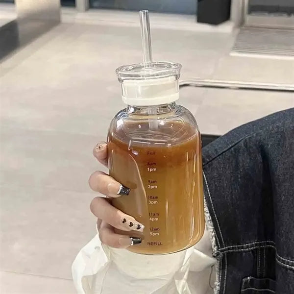 Transparent Glass Water Bottle