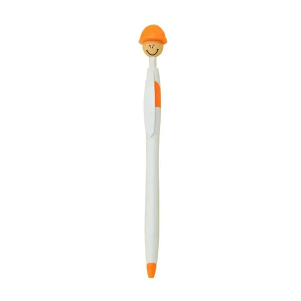 Baseball Cap Shaped Smile Face Plastic Ballpoint Pen