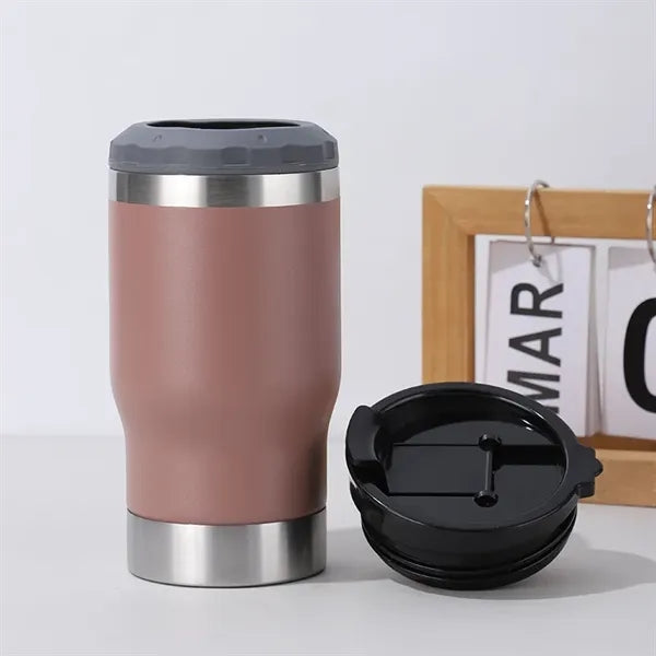 14oz 4-in-1 Stainless Steel Can Holder With 2 Lids