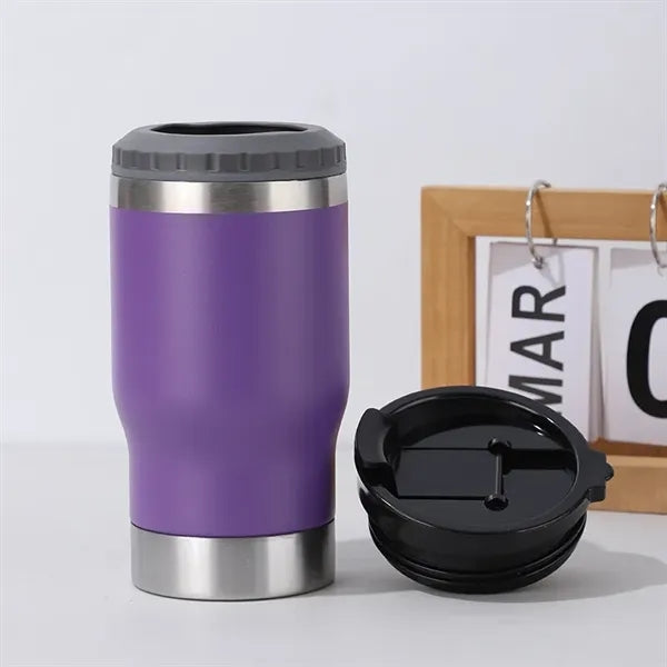 14oz 4-in-1 Stainless Steel Can Holder With 2 Lids
