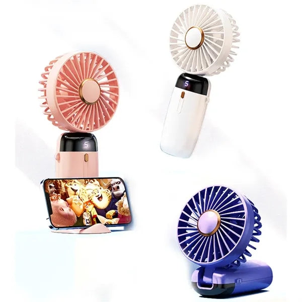 Mini Rechargeable Portable LED Digital Display Handheld Fan
