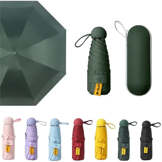 Mini Windproof Compact Umbrella with Case