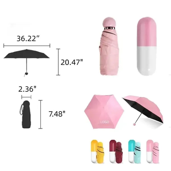 Mini Windproof Compact Umbrella with Case