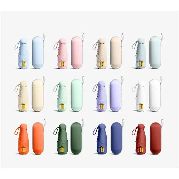 Mini Windproof Compact Umbrella with Case