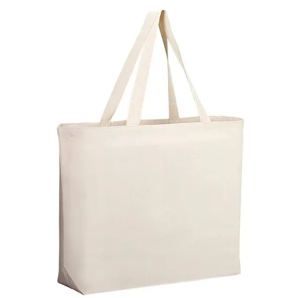 Canvas Jumbo Tote with 5" Bottom Gusset - Natural