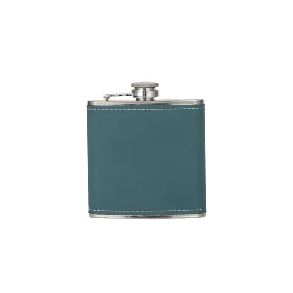 Engraved Leather Hip Flask 6oz