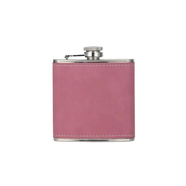 Engraved Leather Hip Flask 6oz