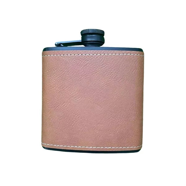 Engraved Leather Hip Flask 6oz
