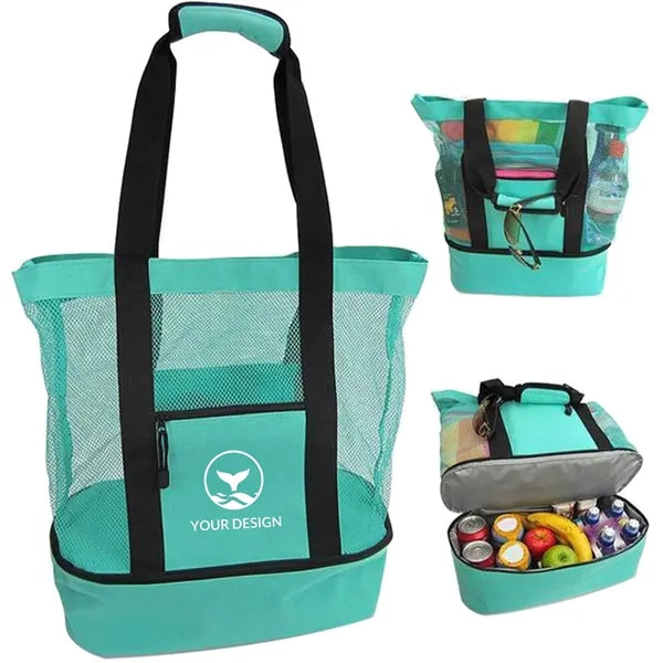 Two-in-One Insulated Beach Tote with Cooling Compartment