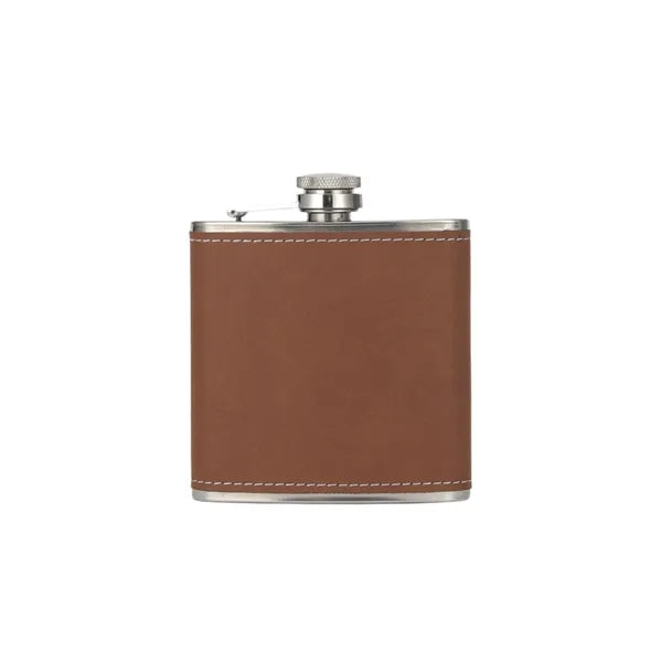 Engraved Leather Hip Flask 6oz