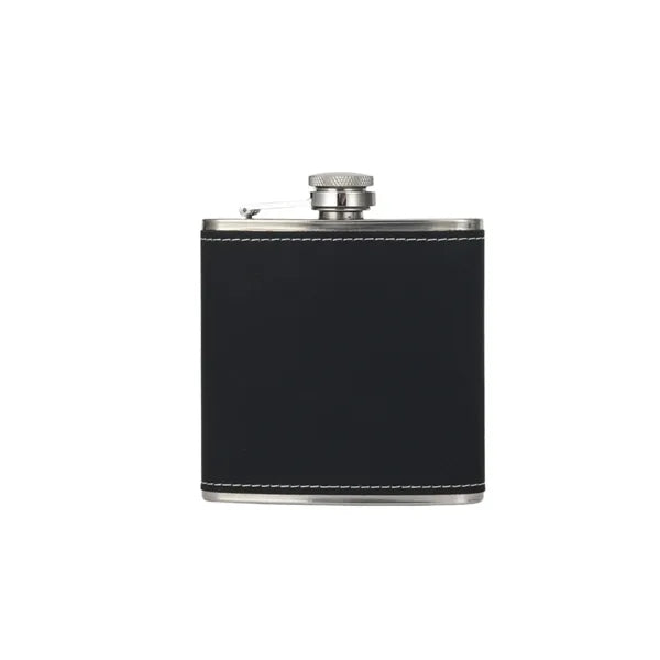 Engraved Leather Hip Flask 6oz