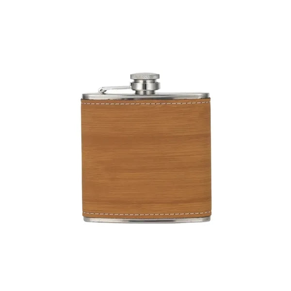 Engraved Leather Hip Flask 6oz