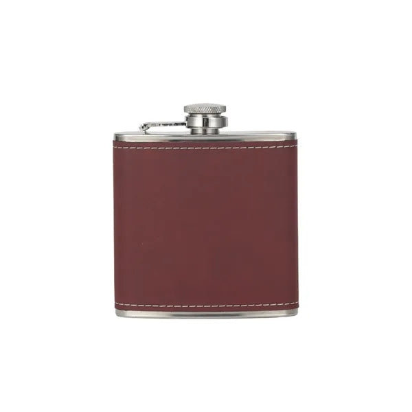 Engraved Leather Hip Flask 6oz