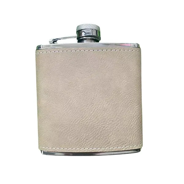 Engraved Leather Hip Flask 6oz