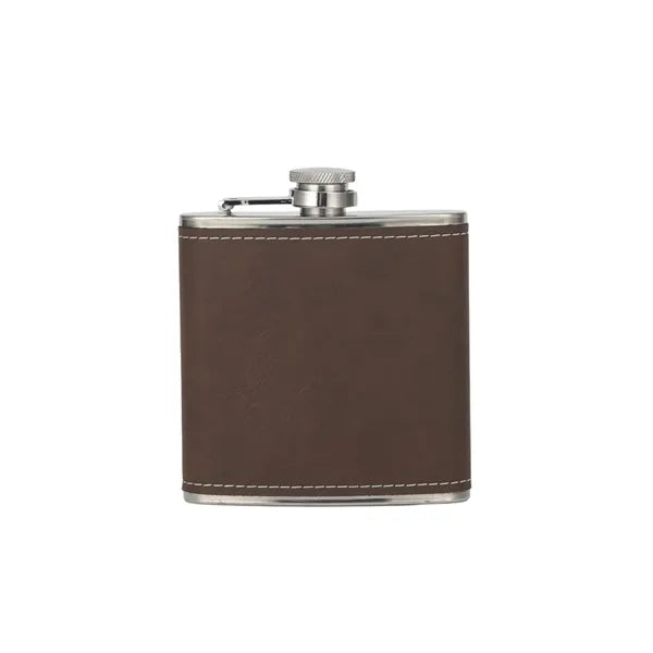 Engraved Leather Hip Flask 6oz
