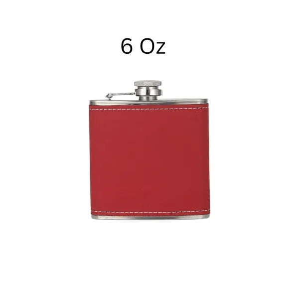 Engraved Leather Hip Flask 6oz