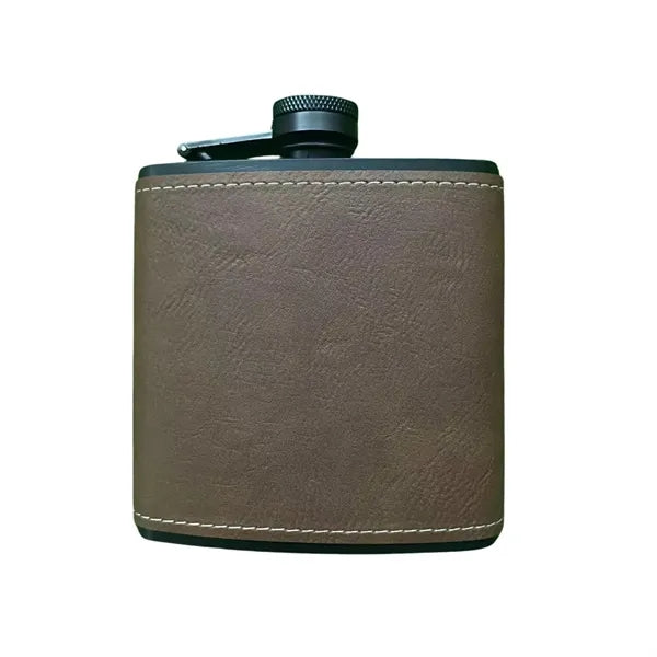 Engraved Leather Hip Flask 6oz