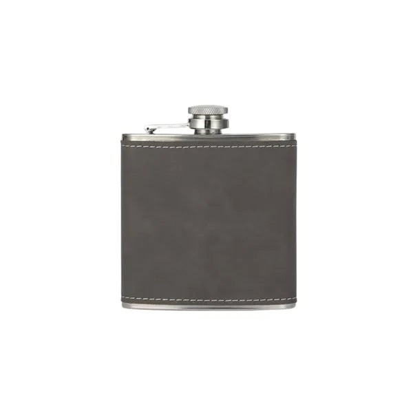 Engraved Leather Hip Flask 6oz