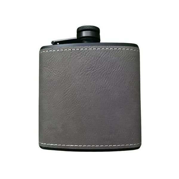 Engraved Leather Hip Flask 6oz