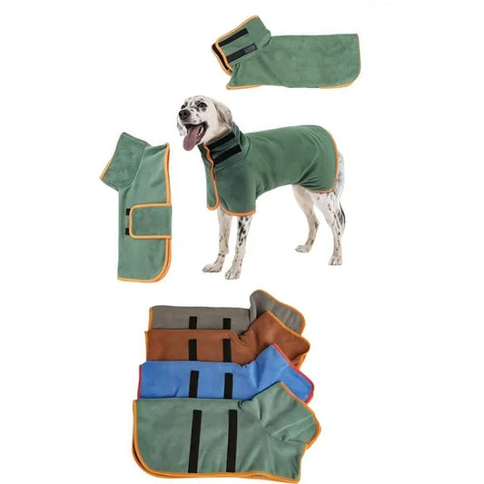 Dog Drying Coat Microfiber Quick Dry Bathrobe with Adjustabl