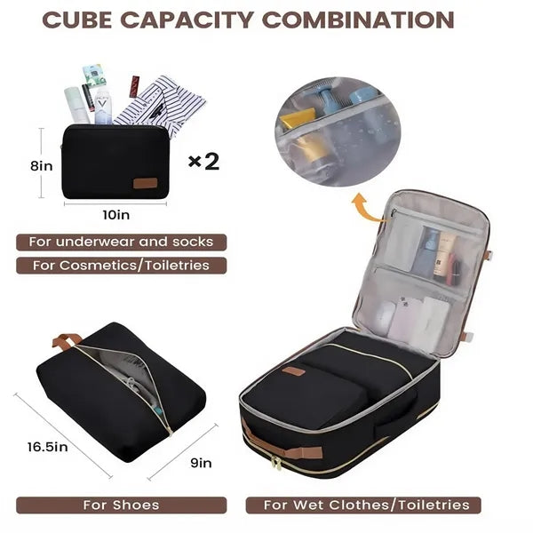 40L Airline Approved Carry On Backpack with Packing Cubes