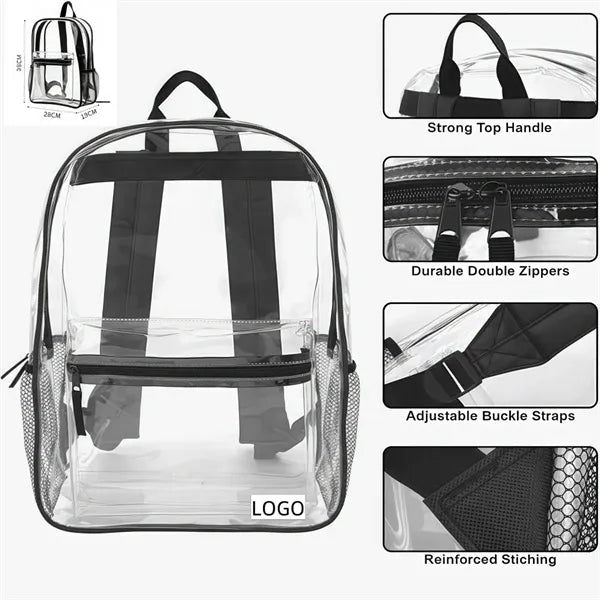 Clear Heavy Duty Waterproof Backpack with Padded Straps