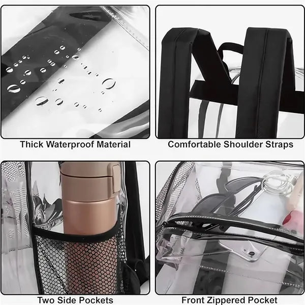 Clear Heavy Duty Waterproof Backpack with Padded Straps