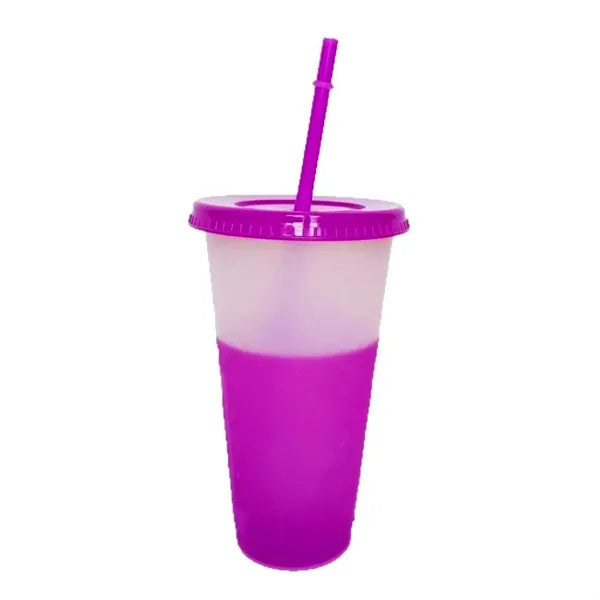 24Oz Color Changing Cups with Lids and Straws